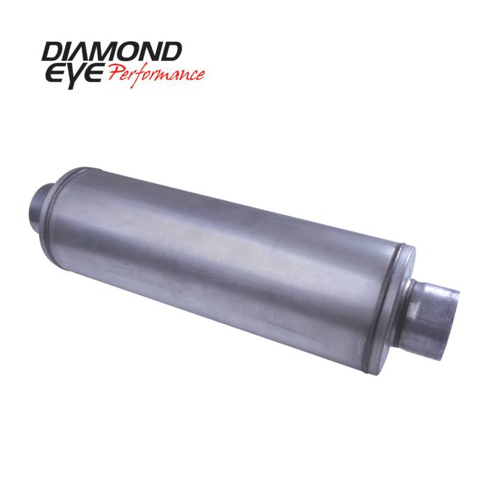 Diamond Eye Performance - Diesel Muffler 26 Inch Round 4 Inch Center Inlet/Outlet Aluminized Performance Louvered Muffler Diamond Eye