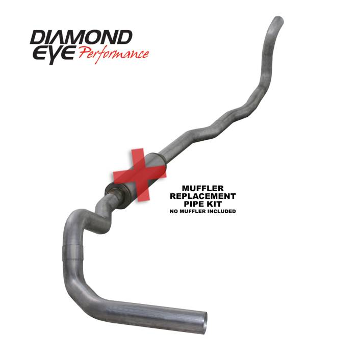 Diamond Eye Performance - Turbo Back Exhaust With Muffler For 89-93 Dodge RAM 2500/3500 Long Bed 4 Inch 4WD Side Aluminized Diamond Eye