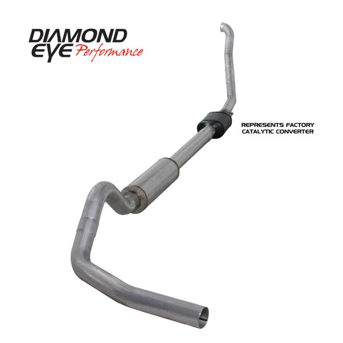 Diamond Eye Performance - Turbo Back Exhaust 94-97.5 Ford F250/F350 Superduty 4 Inch Single In/Out Pass With Muffler Aluminum Diamond Eye