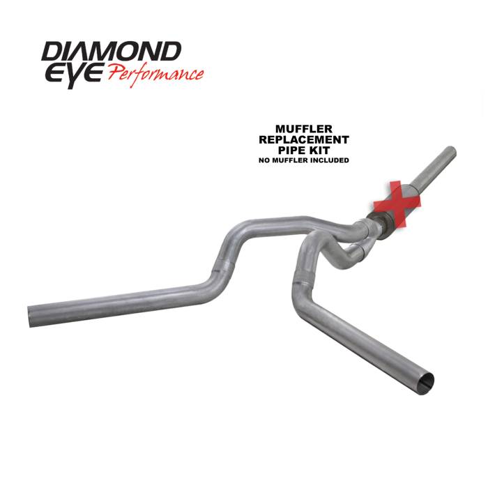 Diamond Eye Performance - Cat Back Exhaust For 04.5-07.5 Dodge RAM 2500/3500 Cummins 4 Inch Split Side No Muffler Aluminized Diamond Eye