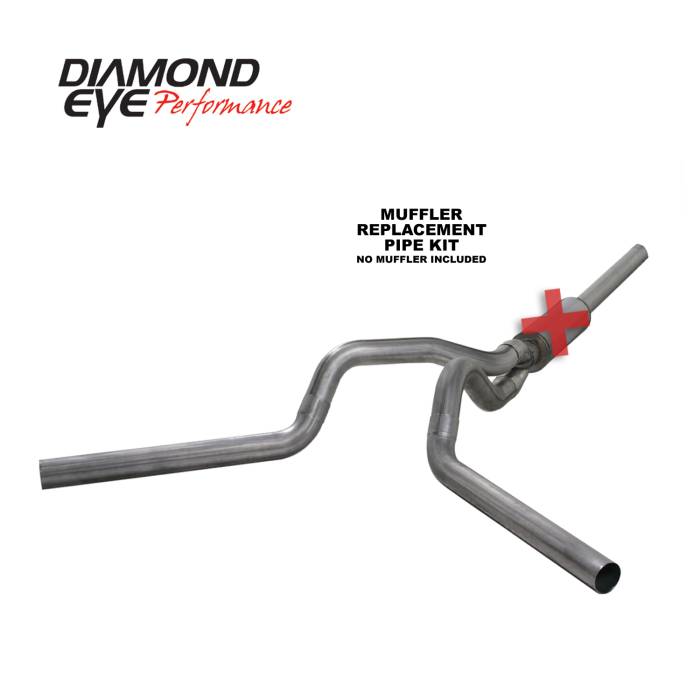 Diamond Eye Performance - Cat Back Exhaust Single In/Dual Out 04.5-07.5 Dodge RAM 2500/3500 4 inch No Muffler409 Stainless Diamond Eye