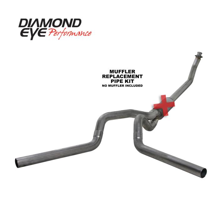 Diamond Eye Performance - Turbo Back Exhaust 94-02RAM 2500/3500 4 Inch Single/Dual Split Rear/ Split Side No Muffler Stainless Diamond Eye
