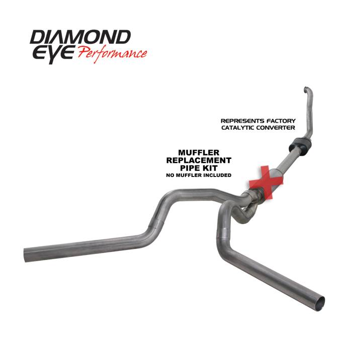 Diamond Eye Performance - Turbo Back Exhaust 94-97.5 F250/F350 4 inch Single/Dual Split Rear/Side No Muffler Stainless Diamond Eye