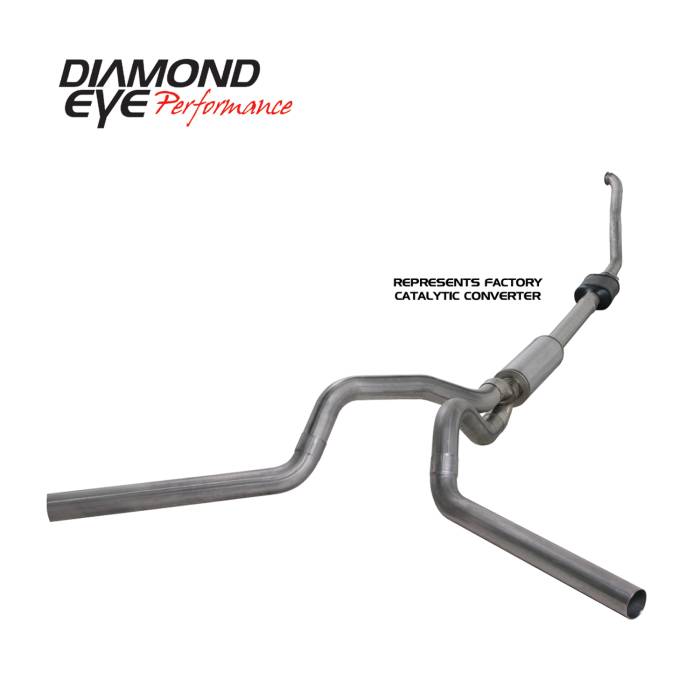 Diamond Eye Performance - Turbo Back Exhaust 94-97.5 F250/F350 4 inch Single In/Out Out Split Rear/Side With Muffler Stainless Diamond Eye