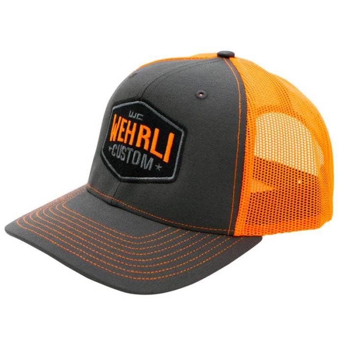 Wehrli Custom Fab - Snap Back Hat Charcoal/Neon Orange Badge