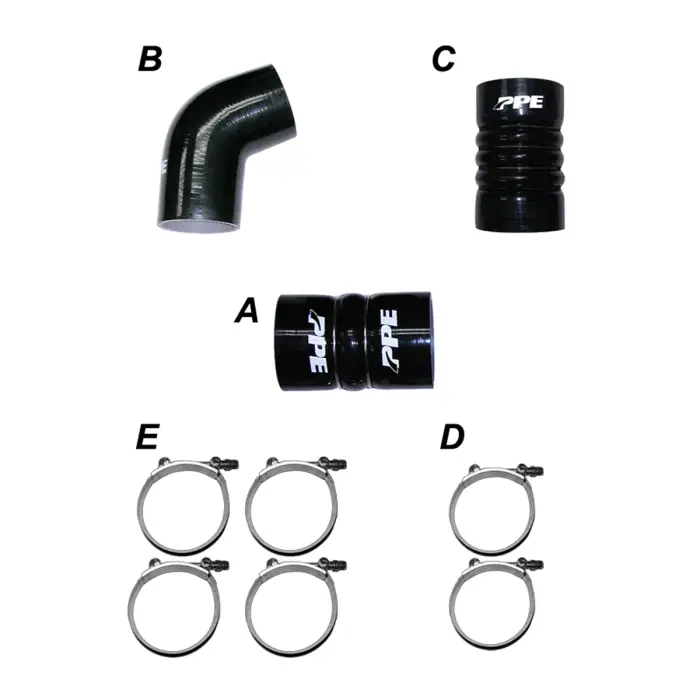 PPE Diesel - LBZ/LMM 06-10 Silicone Hose And Clamp Kit Black PPE Diesel