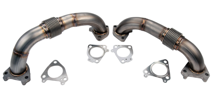 Wehrli Custom Fab - 2001-2004 LB7 Duramax 2" Stainless Steel Up Pipe Kit for Twin Turbos w/ Gaskets